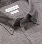 RICHARD JAMES - Button-Down Collar Brushed Cotton-Flannel Shirt - Gray
