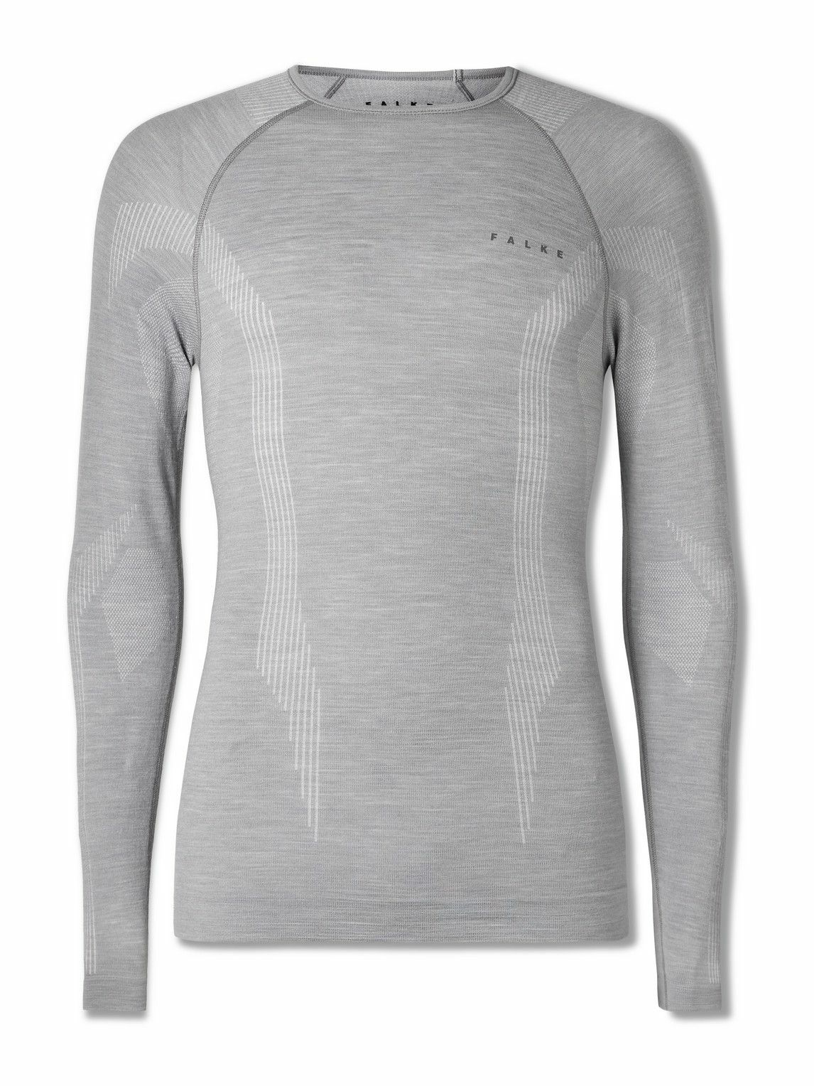 Falke - Printed Virgin Wool-Blend Ski Base Layer - Gray