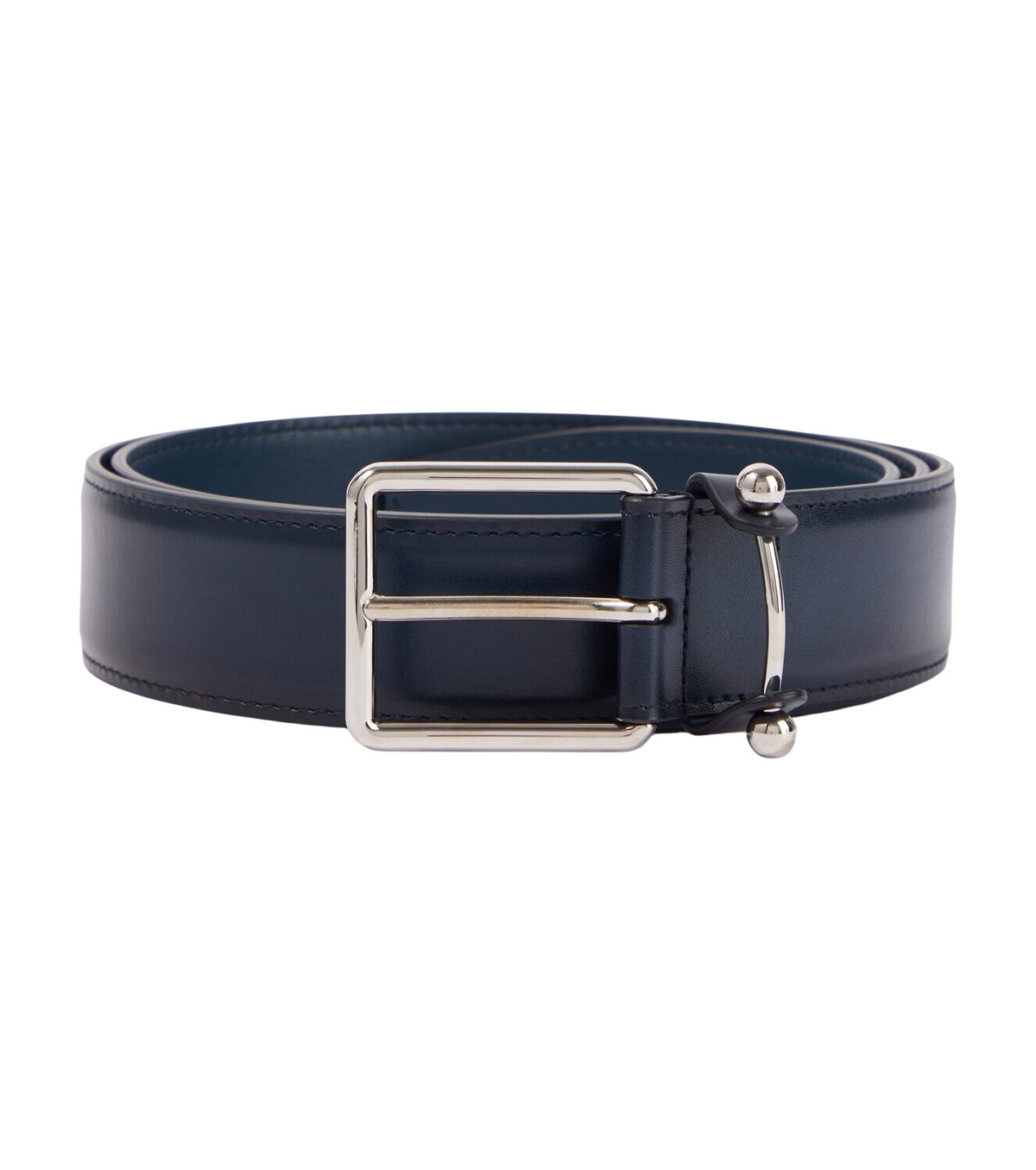 Louboutin レザーベルト 紺色 CHRISTIAN LOUBOUTIN - 4cm Leather Belt - Blue Christian Louboutin