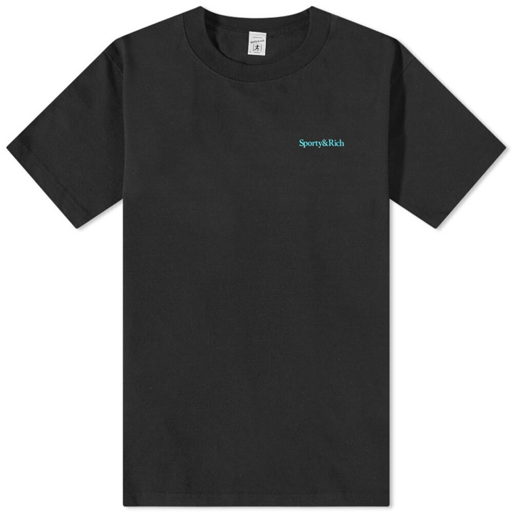 Photo: Sporty & Rich Health is Wealth T-Shirt in Black/Teal
