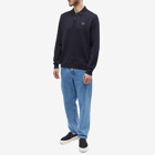 Fred Perry Men's Long Sleeve Knit Polo Shirt in Navy