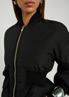 Alaïa Padded Peplum-hem Woven Bomber Jacket Black