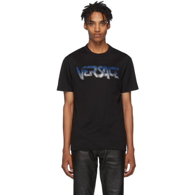 Photo: Versace Black Embroidered Logo T-Shirt