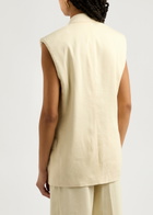 Helmut Lang Sleeveless Linen-blend Blazer Off White