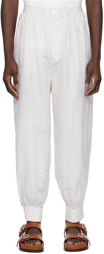 Photo: Hed Mayner White & Beige Striped Trousers