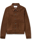 Officine Générale - Leo Slim-Fit Pleated Suede Jacket - Brown