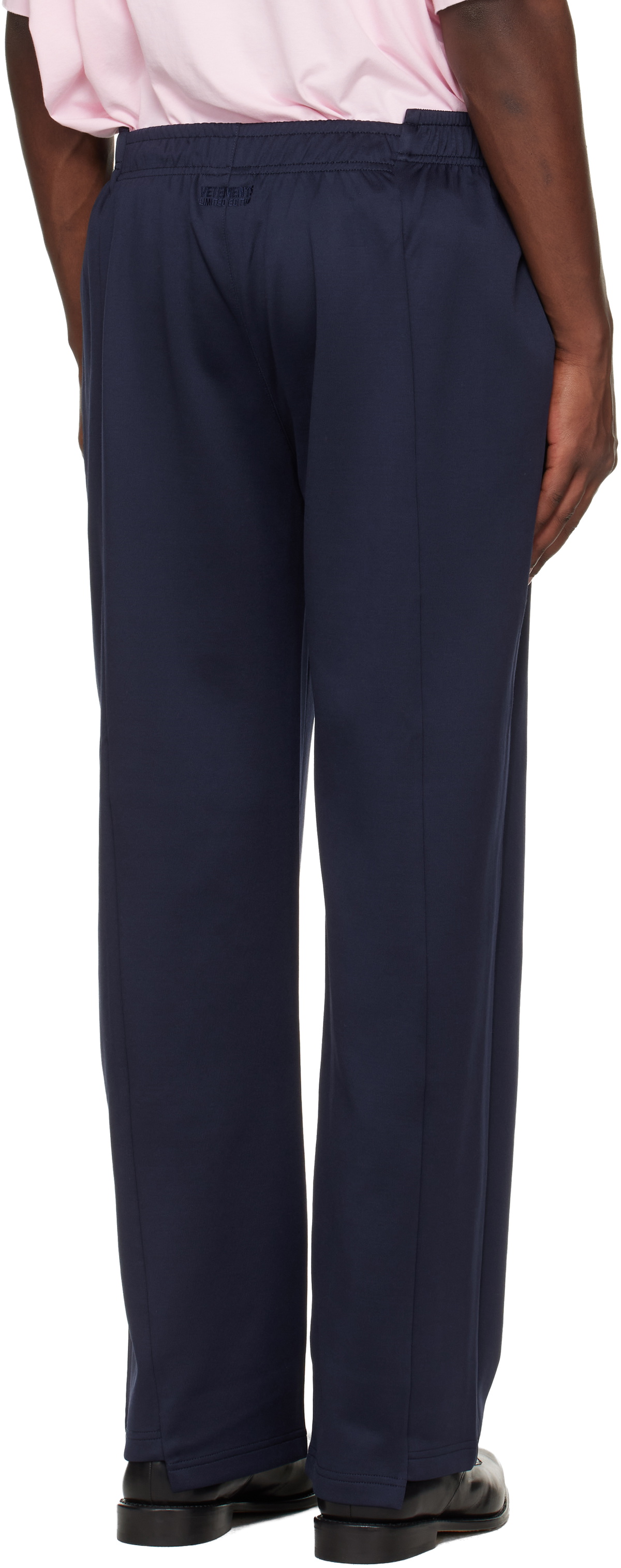 VETEMENTS Navy Cut-Up Athletic Sweatpants