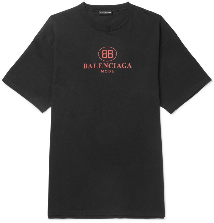 Photo: Balenciaga - Printed Cotton-Jersey T-Shirt - Men - Black