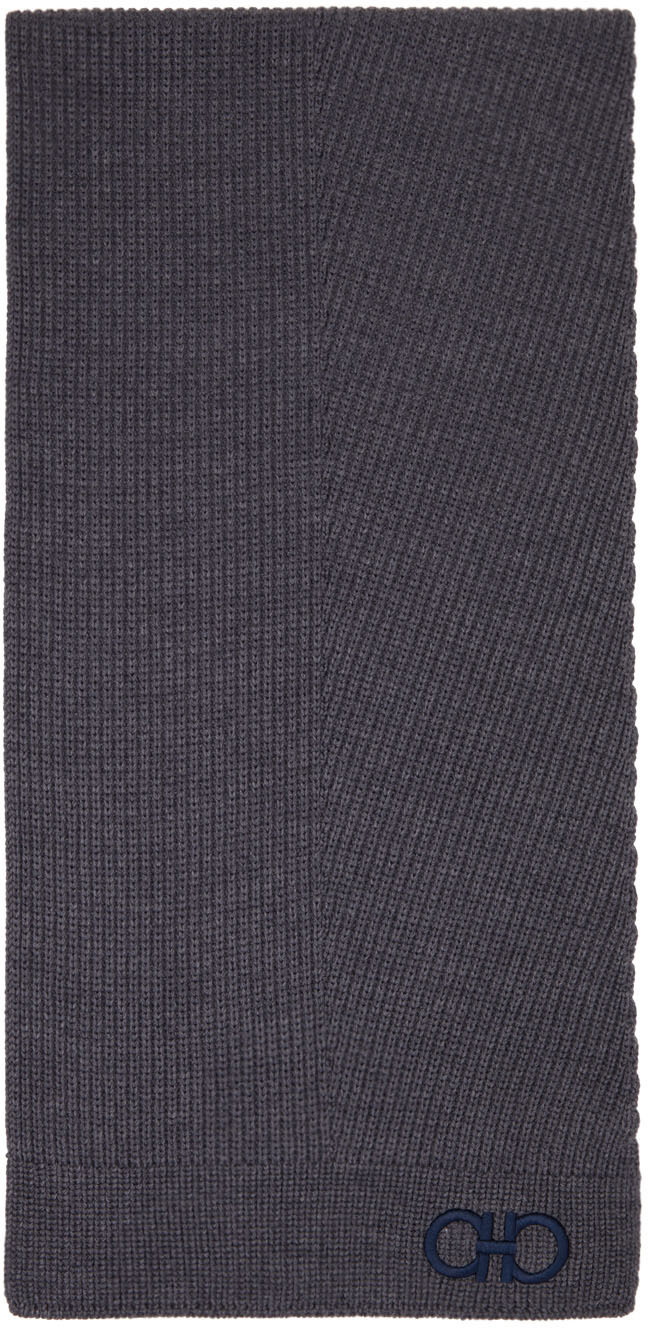 Salvatore Ferragamo Gray Wool Scarf