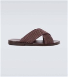 Manolo Blahnik Otawi leather-trimmed raffia sandals
