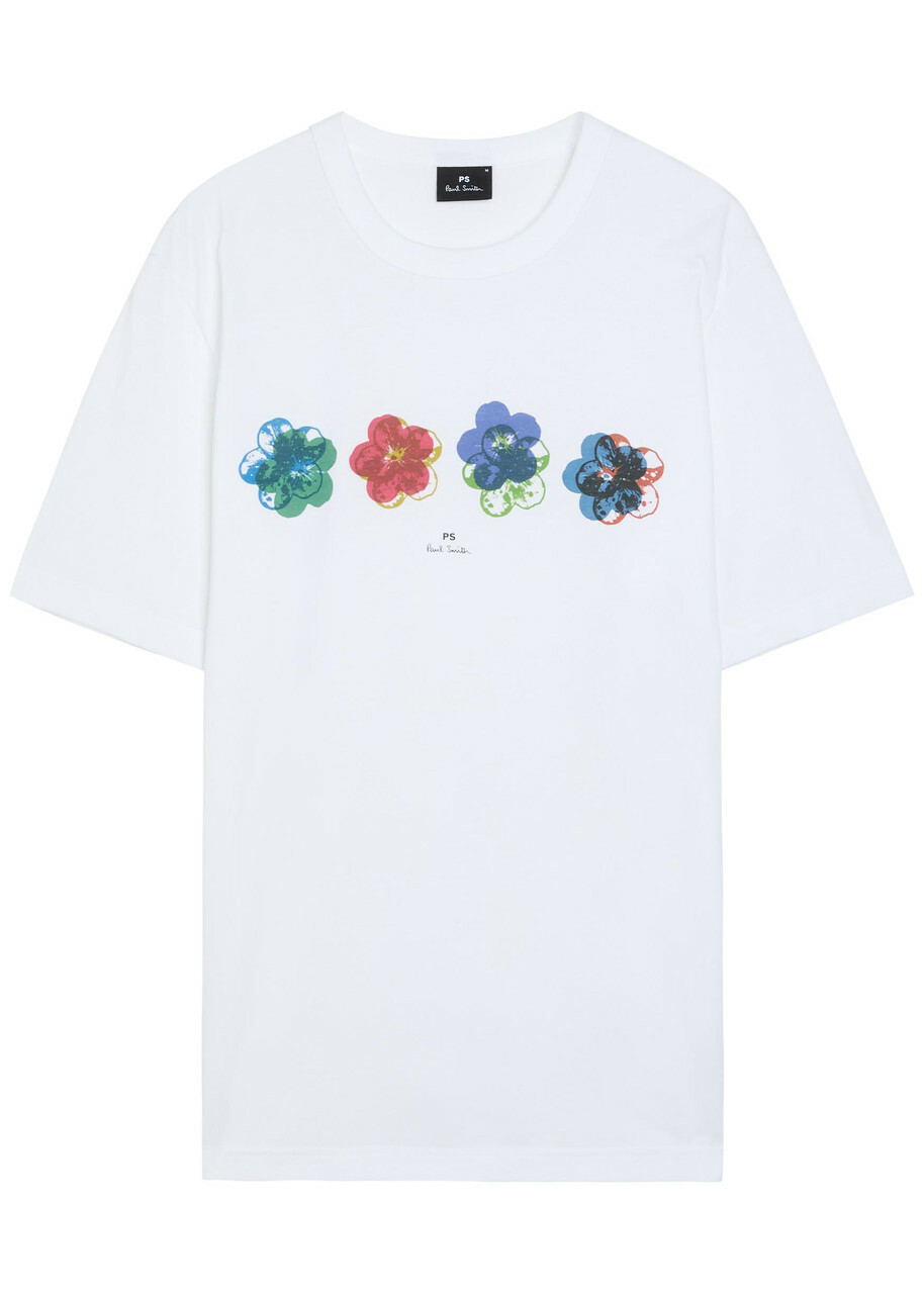 PS Paul Smith Floral-print Cotton T-shirt White