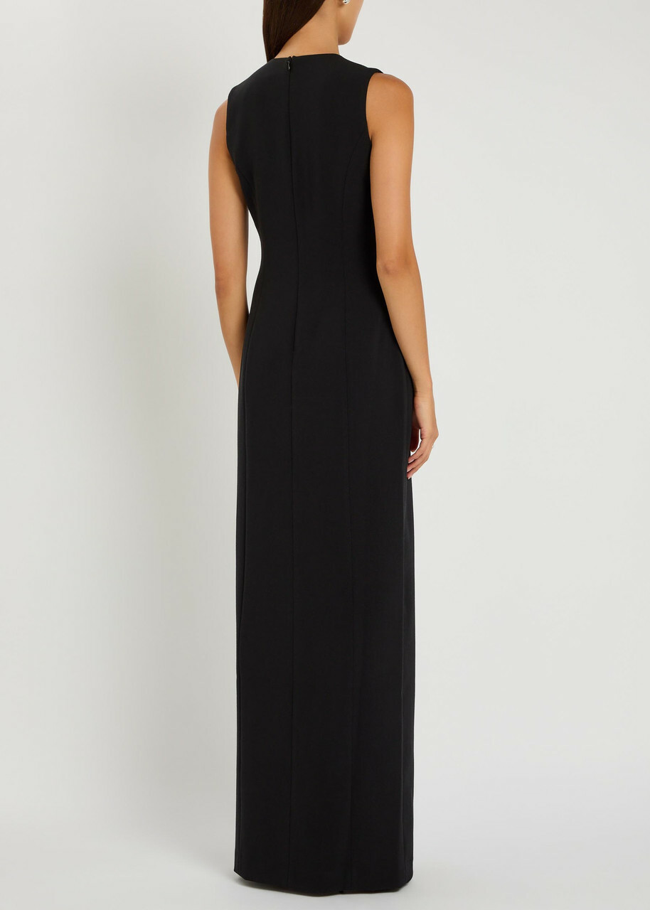 Huishan Zhang Izmara Crystal-embellished Crepe Maxi Dress Black