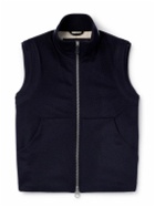 Loro Piana - Ume Leather-Trimmed Cashmere Zip-Up Gilet - Blue