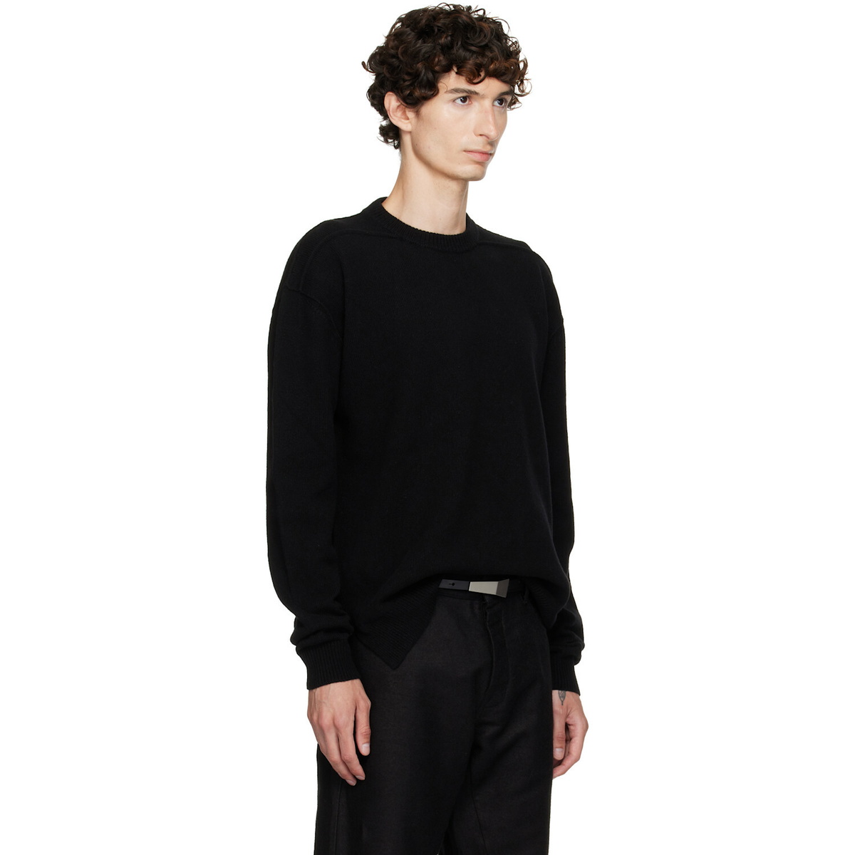 Rick Owens Black Tower Round Neck Sweater