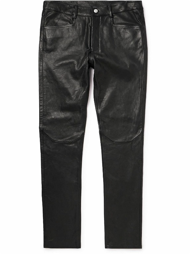 Photo: Rick Owens - Tyrone Skinny-Fit Leather Trousers - Black