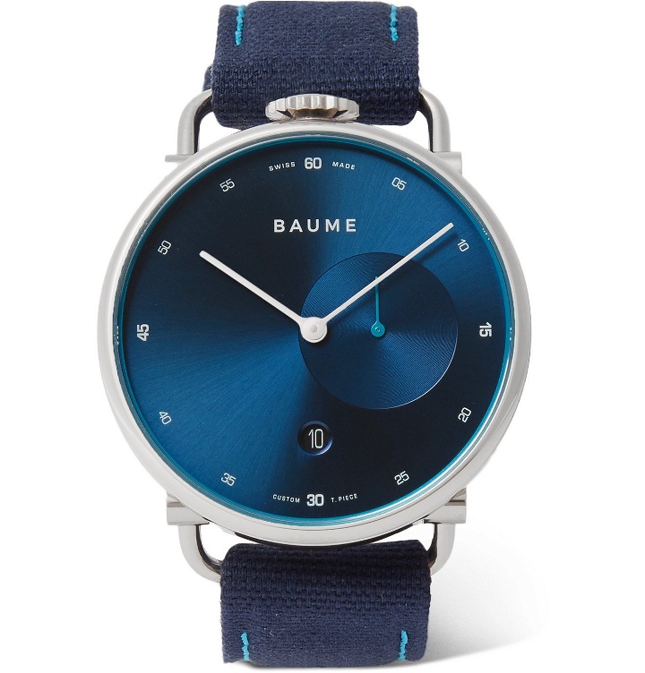 Photo: Baume - 41mm Stainless Steel and Cotton-Canvas Watch, Ref. No. 10601 - Blue