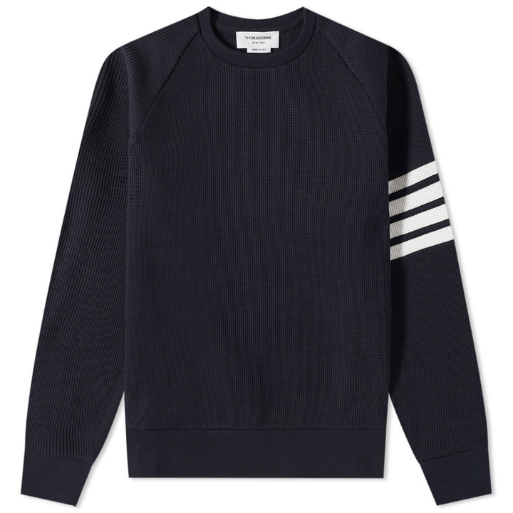 Photo: Thom Browne 4 Bar Raglan Sleeve Waffle Crew Sweat