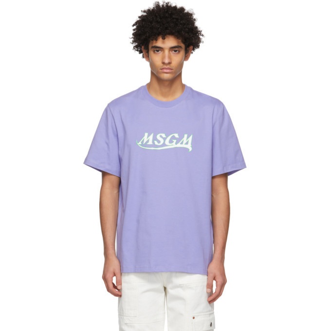 Photo: MSGM Purple Logo Print T-Shirt