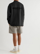 FEAR OF GOD ESSENTIALS - Oversized Logo-Flocked Cotton-Blend Jersey Sweatshirt - Black