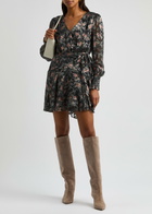 Paige Audriana Floral-applique Mesh Wrap Mini Dress Multicoloured