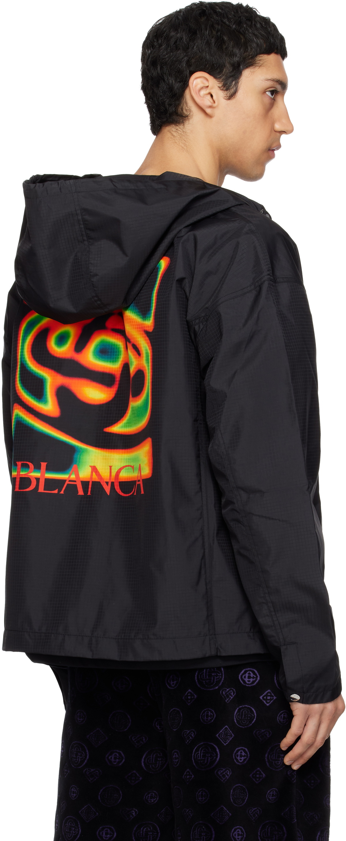 Casablanca Black Heatmap Ripstop Hooded Jacket