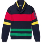 Polo Ralph Lauren - Shawl-Collar Appliquéd Striped Cotton Sweater - Multi
