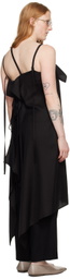 Y's Black Lace-Up Midi Dress