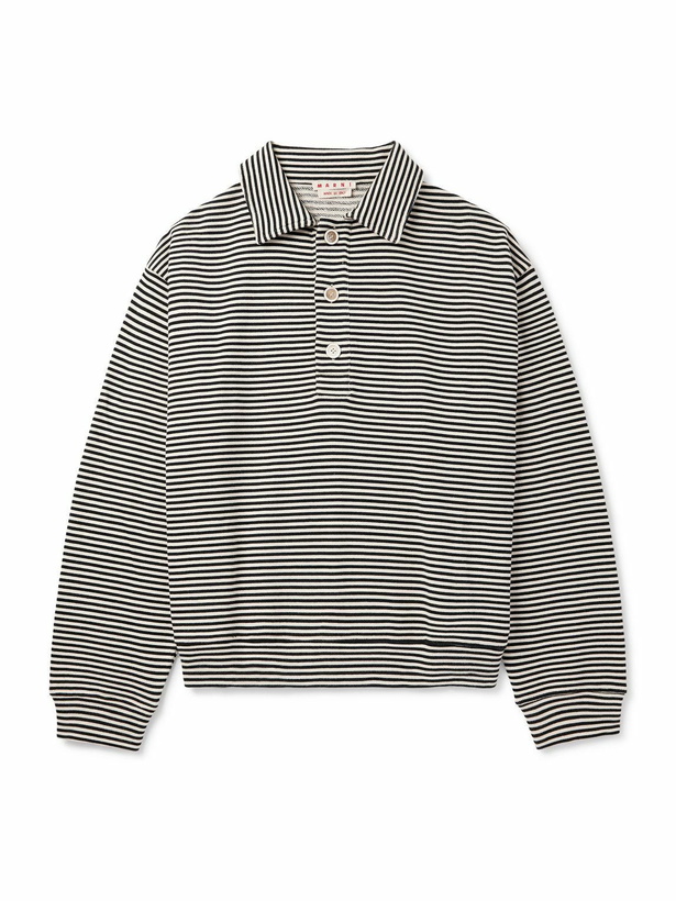 Photo: Marni - Striped Cotton-Jersey Polo Shirt - Black