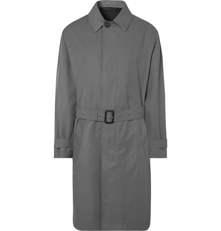Photo: Mr P. - Belted Bonded Cotton-Blend Raincoat - Gray