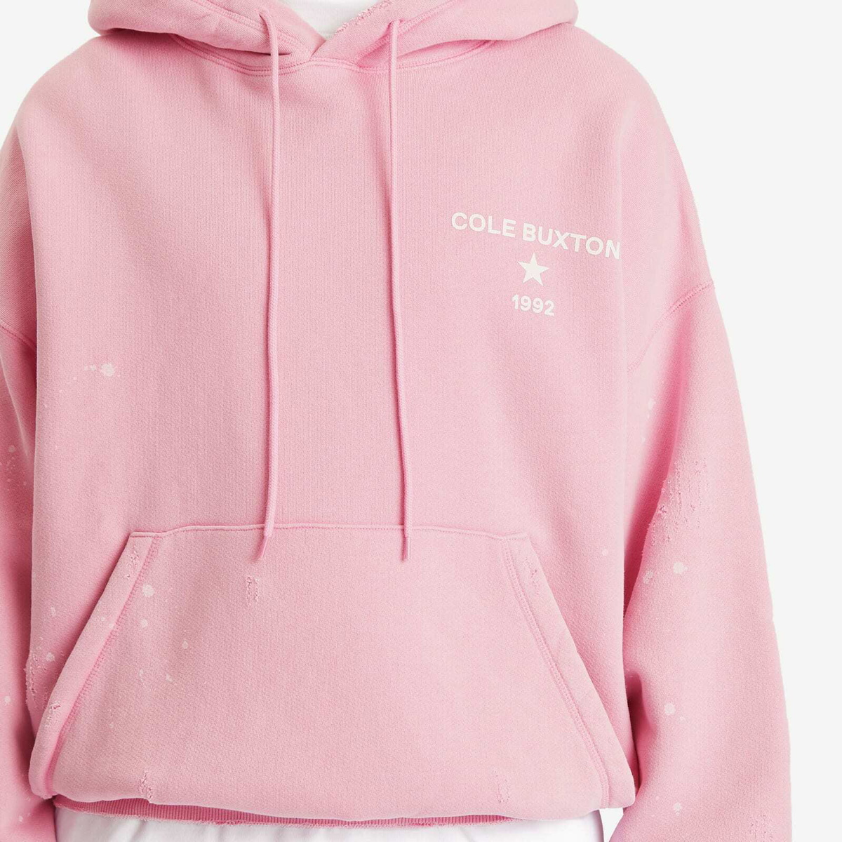 Cole Buxton Men's 1992 Distressed Hoodie in Washed Pink
