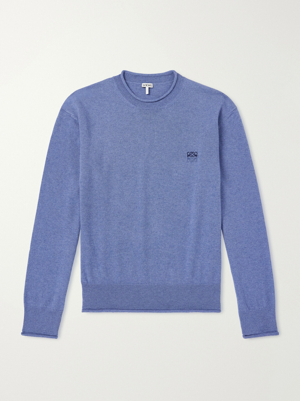 LOEWE - Anagram-Embroidered Cotton-Blend Sweater - Blue