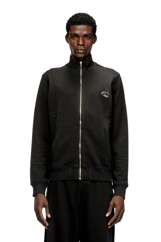 Photo: Diesel Wweatshirt with mock neck and metallic Oval D - Sweaters Mens in Black