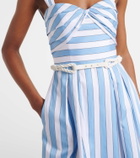 Rebecca Vallance Nilah striped belted cotton midi dress