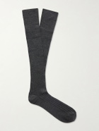 Brunello Cucinelli - Ribbed Wool and Cashmere-Blend Socks - Black