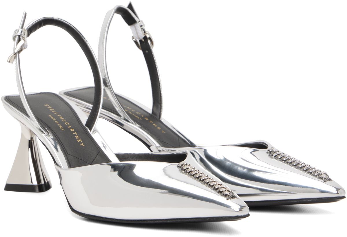 Stella McCartney Silver Elsa Patent Slingback Heels