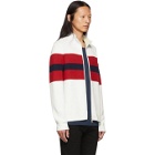 Moncler White and Red Zip-Up Cardigan