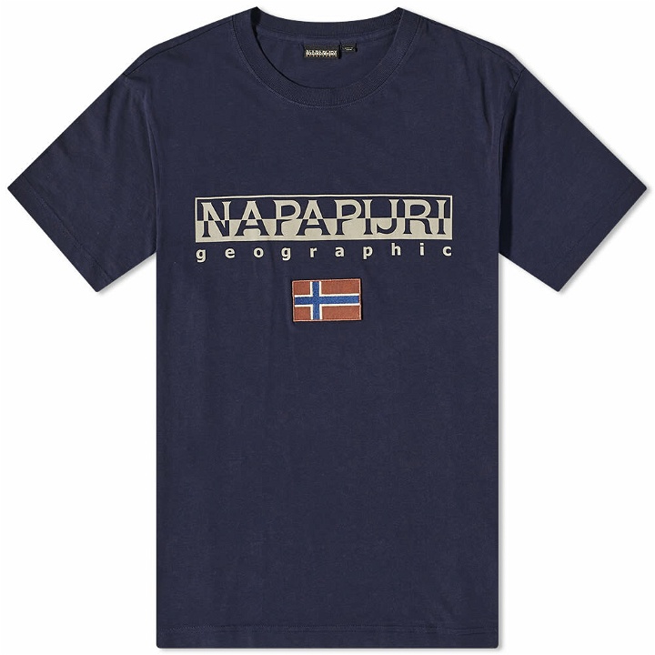 Photo: Napapijri Men's Logo Flag T-Shirt in Blue Marine
