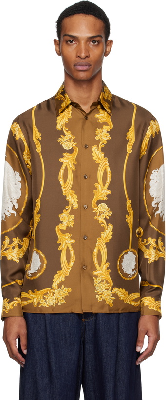 Photo: Versace Brown Cameo Silk Shirt