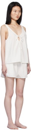Deiji Studios White U Shape Cotton Tank Top & Shorts Set