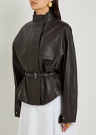 Jacquemus Le Blouson Ciro Belted Leather Jacket Dark Brown