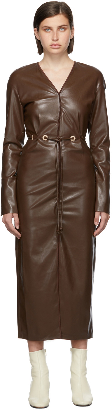 Nanushka Brown Vegan Leather Edel Dress Nanushka Nanushka Brown Vegan Leather Edel Dress Nanushka