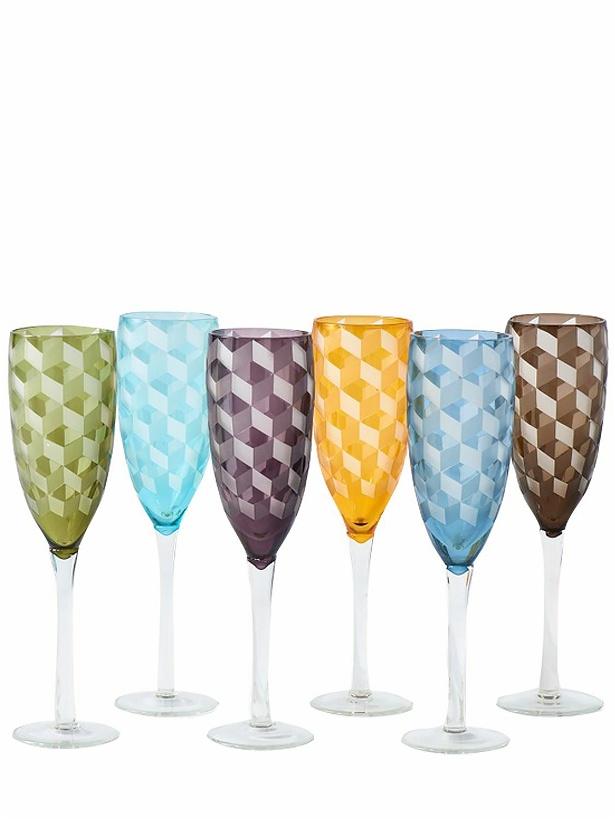 Photo: POLSPOTTEN - Set Of 6 Multicolor Champagne Glasses