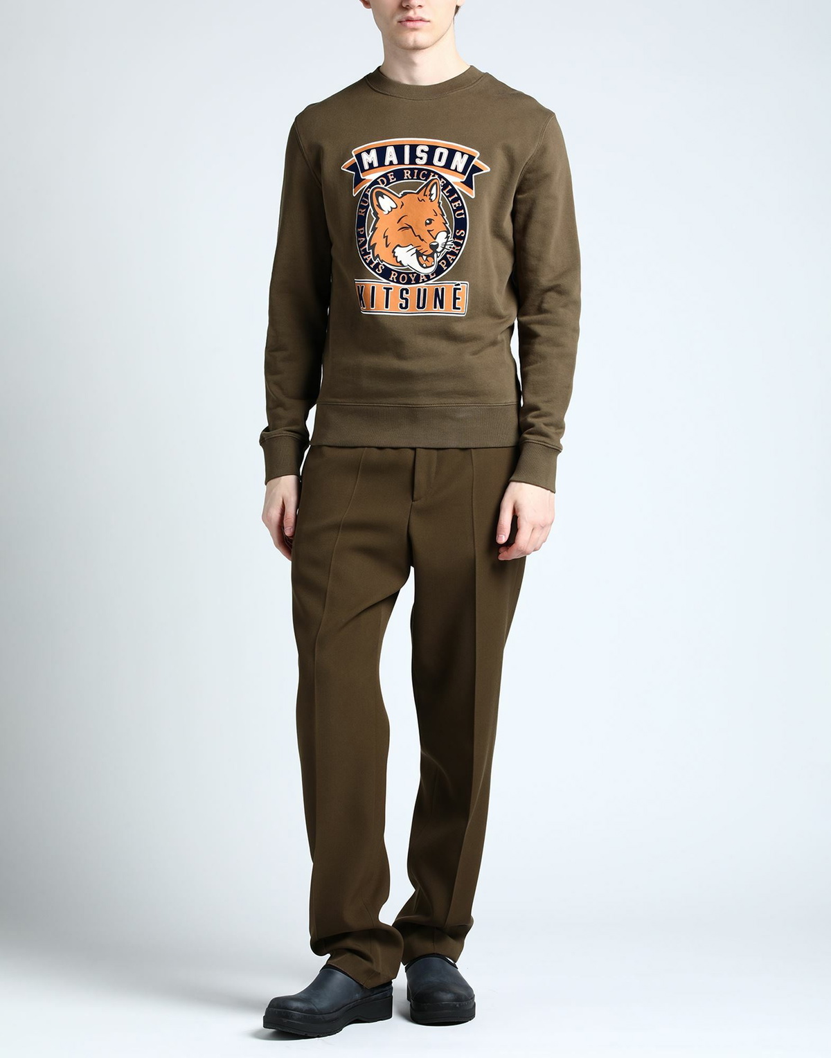 Maison Kitsuné Mens Sweatshirt Military in Green