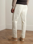 Loro Piana - City Slim-Fit Tapered Pleated Double-Faced Cotton Trousers - Neutrals