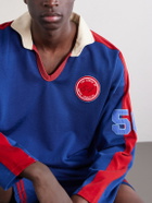 BODE - Lakewood Appliquéd Jersey Polo Shirt - Blue