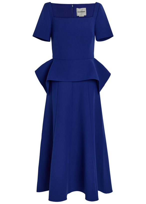 Photo: Roland Mouret Peplum-hem Crepe Midi Dress Blue