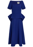Roland Mouret Peplum-hem Crepe Midi Dress Blue