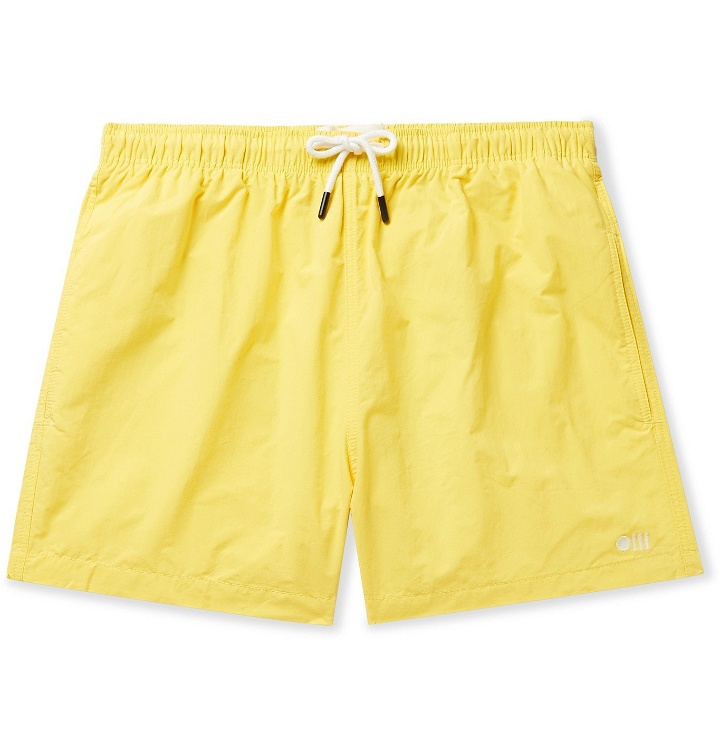 Photo: Solid & Striped - The Classic Mid-Length Swim Shorts - Yellow