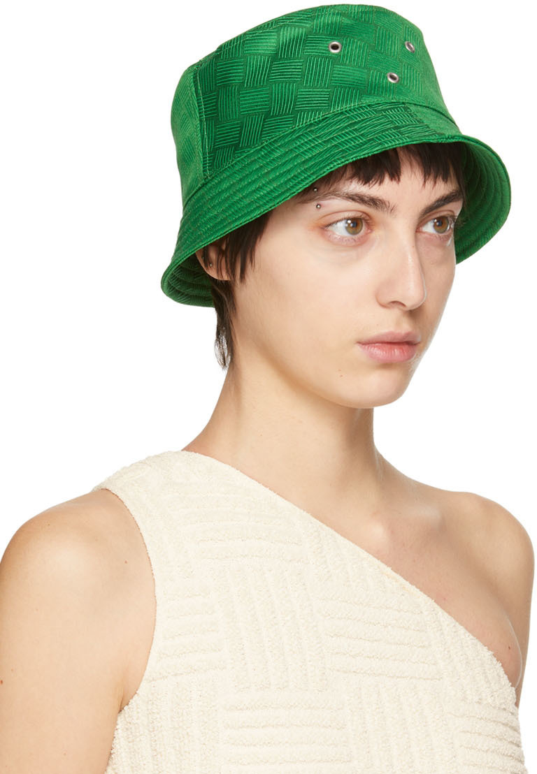 Bottega Veneta Green Intreccio Jacquard Bucket Hat