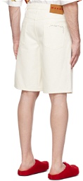 Marni White Embroidered Denim Shorts